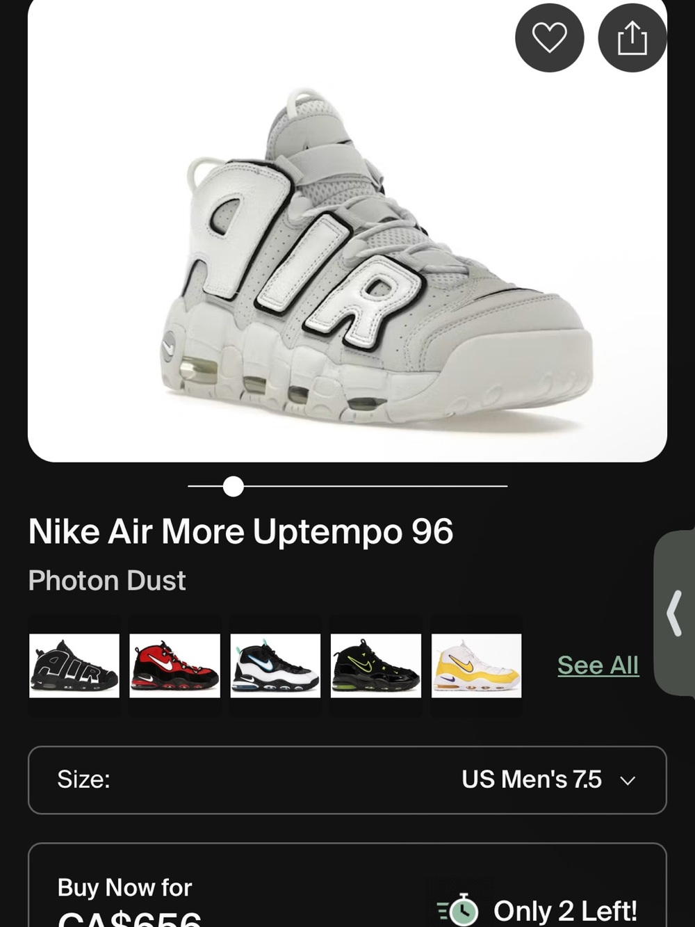 Nike Air More Uptempo 96 in Photon Dust Gray/White